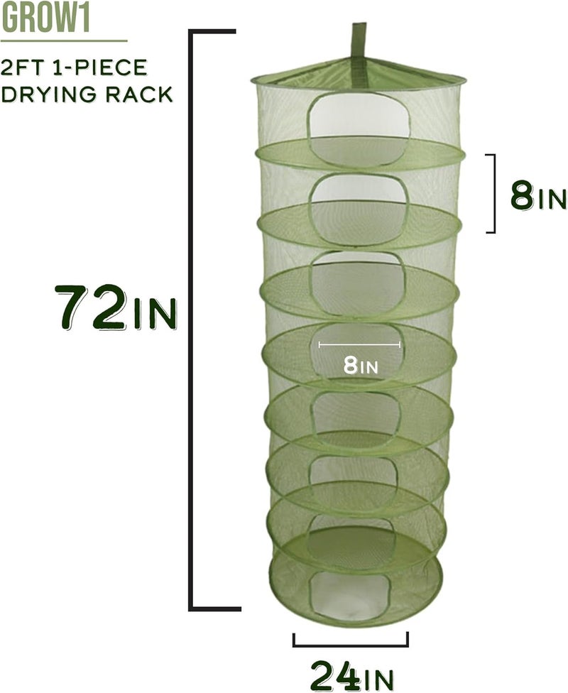 Grow1 2ft Drying Rack 1-Piece Collapsible Mesh Herb and Flower Hanging Dryer with Carrying Case for Even Airflow and Secure Harvest Storage - Image 1
